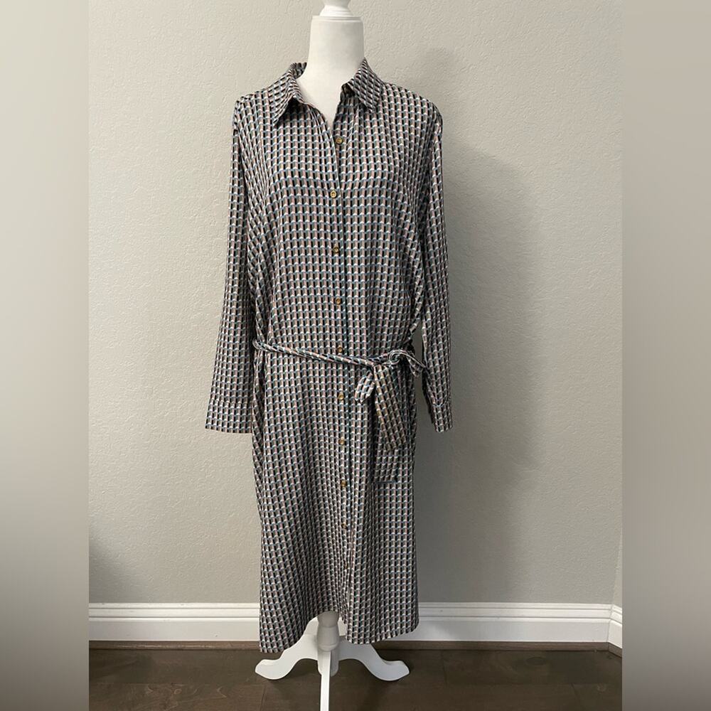 Neiman Marcus Geometric Patterned Button Down Dre… - image 1